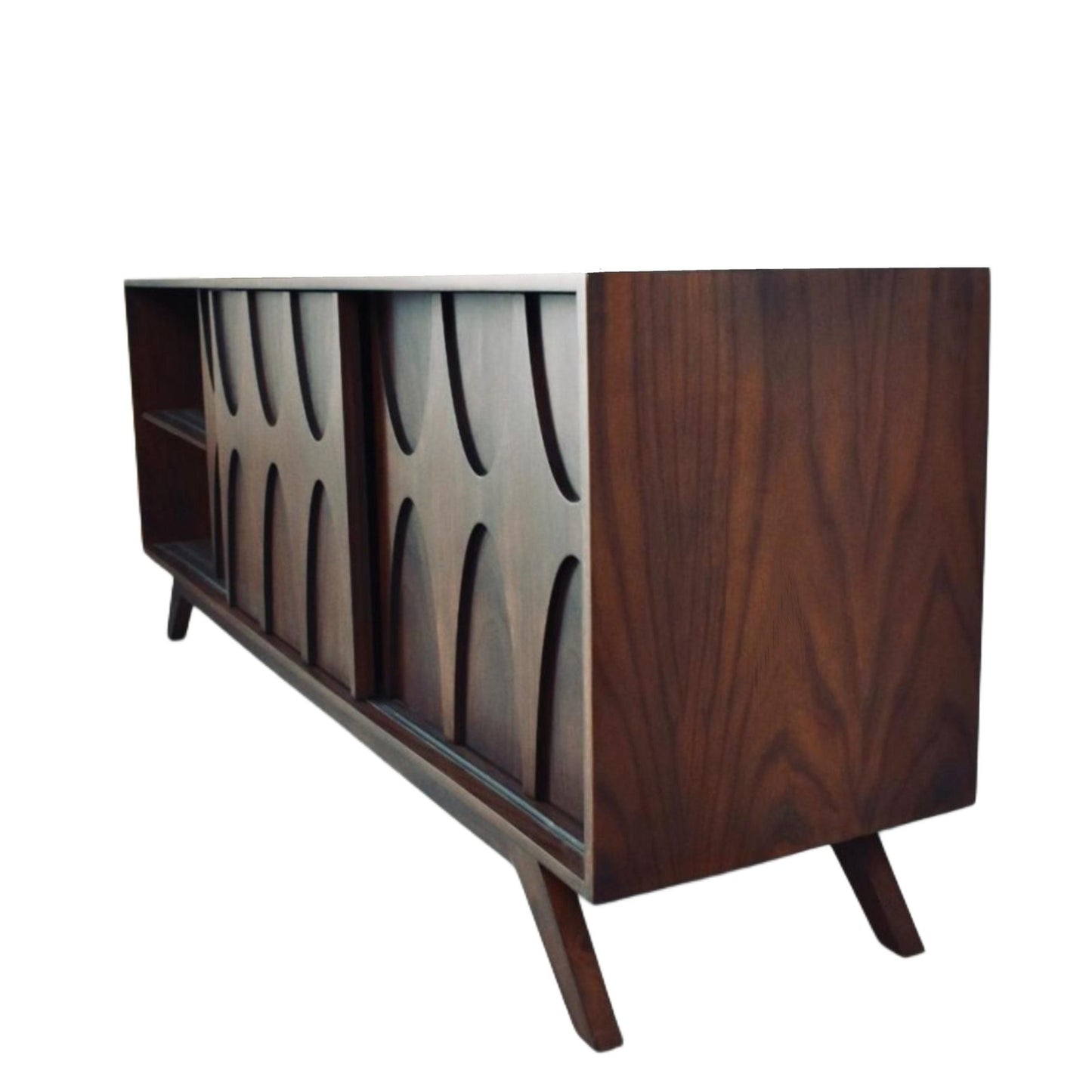 Brasilia Style Mid Century Credenza Sideboard Media Console Solid Wood Construction