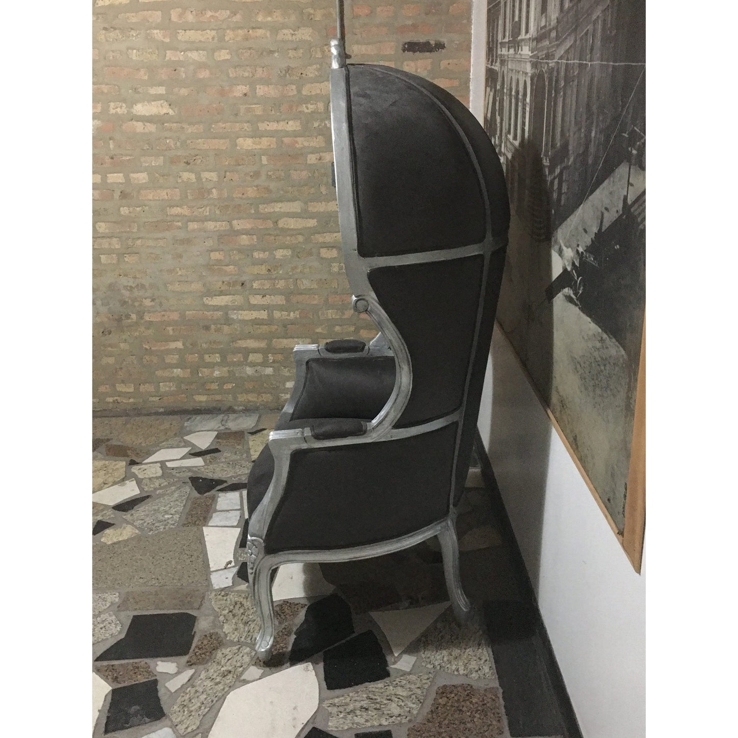 Balloon Chair | Porter Chair | Throne |Louis XV Style Dome Canopy Chair | Silver Trim | French Inspired Design