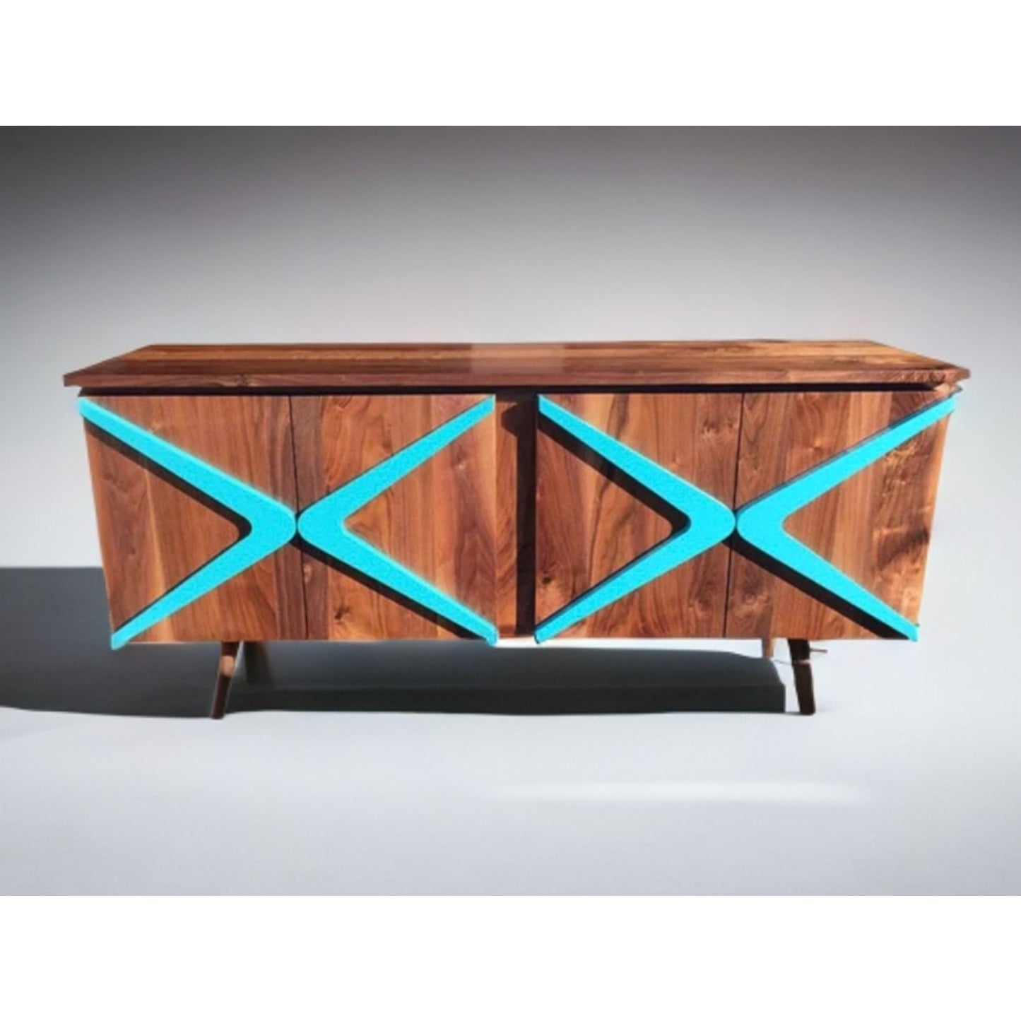 Boomerang Sideboard MCM Handmade Solid Wood Media Console Mid Century Modern Media Console TV Stand Credenza Media Table