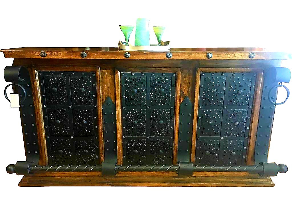Old West Rustic Mesquite Wood Metal Bar