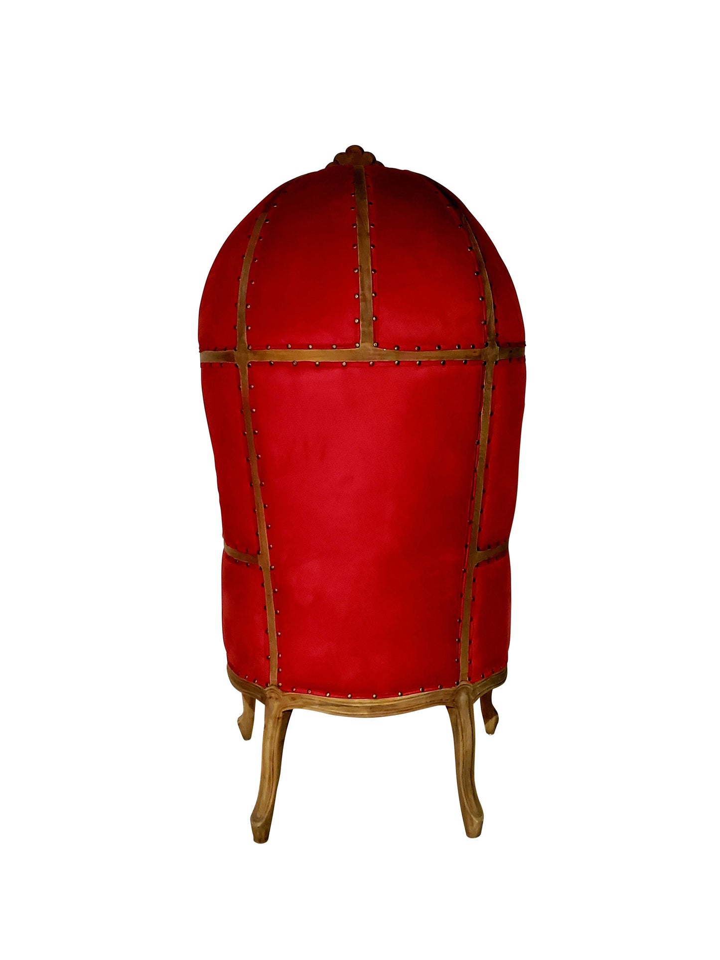 Balloon Chair | Porter Chair | Throne |Louis XV Style Tufted Dome Canopy Chair | Red Velvet Natural Cedar Trim | French Inspired Design