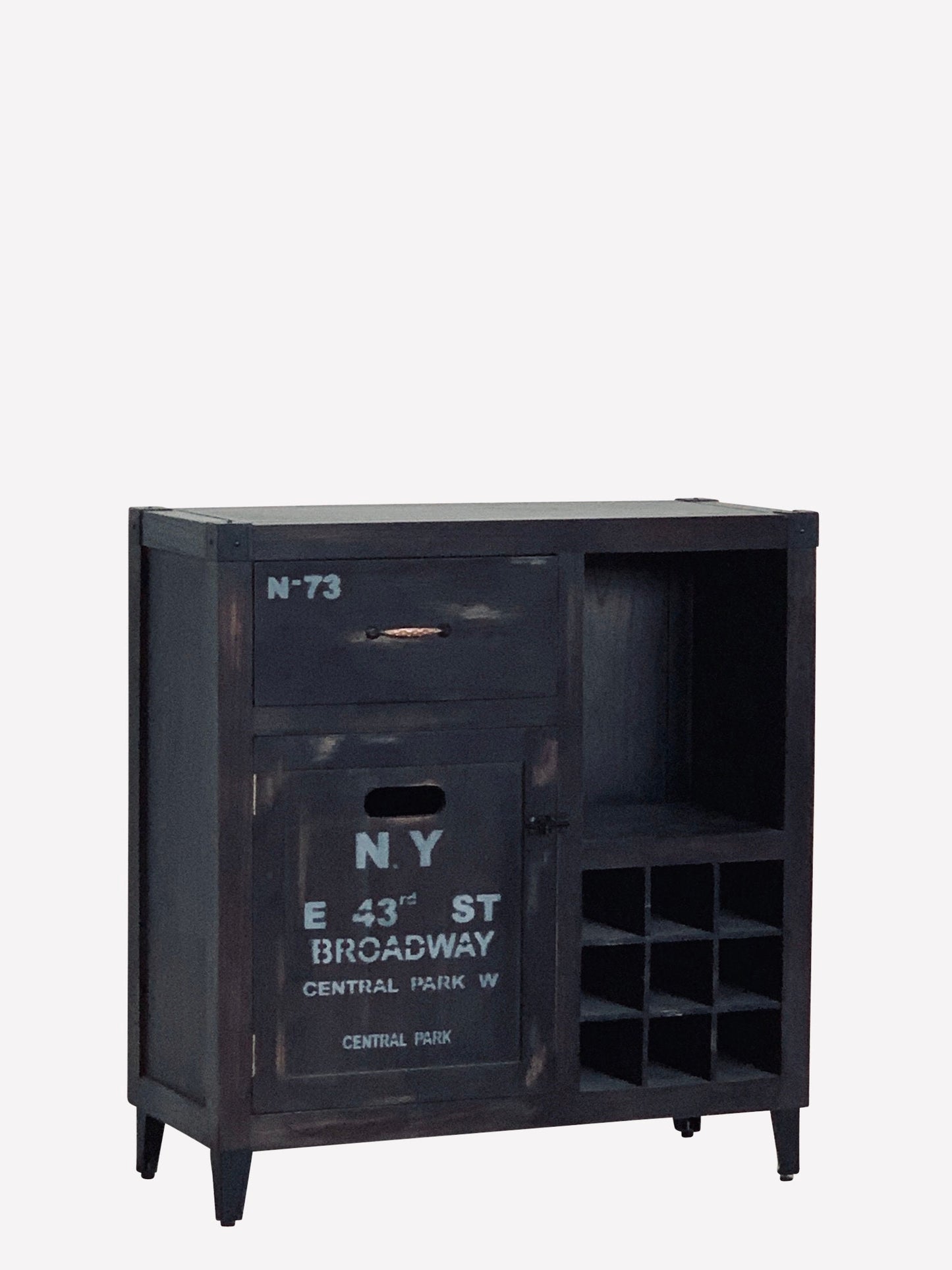 Solid Wood New York City Graffiti Wine Cabinet Industrial Cabinet