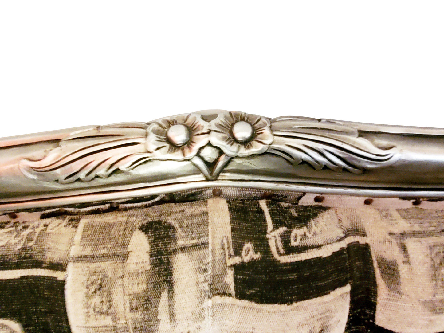 Silver stain teakwood Paris fabric design sofa