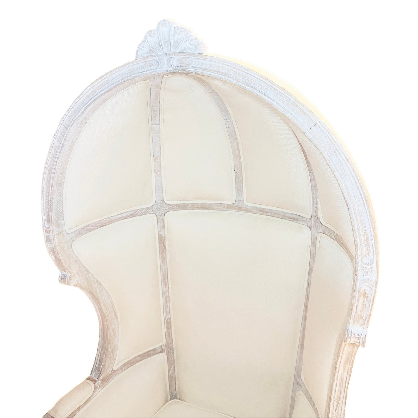 Balloon Chair | Porter Chair | Throne |Louis XV Style Dome Canopy Chair | White Linen White-wash Trim
