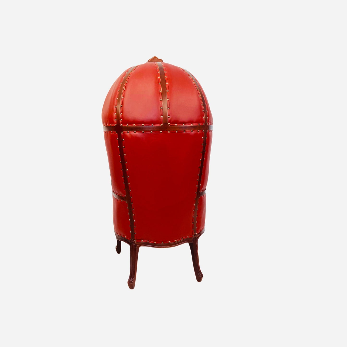 Balloon Chair | Porter Chair | Leather Throne | Louis XV Style Dome Canopy Chair | Red and Pink | French Inspired Design