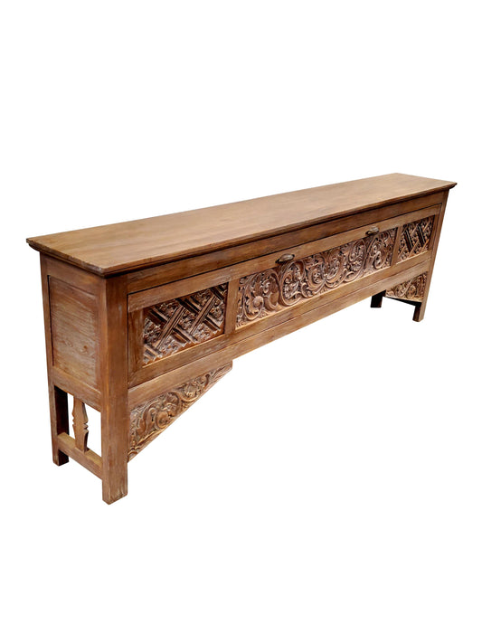 Handcrafted Teak Arch console table, Reclaimed Console Table, Carved Wood Media Stand, Architectural archway console