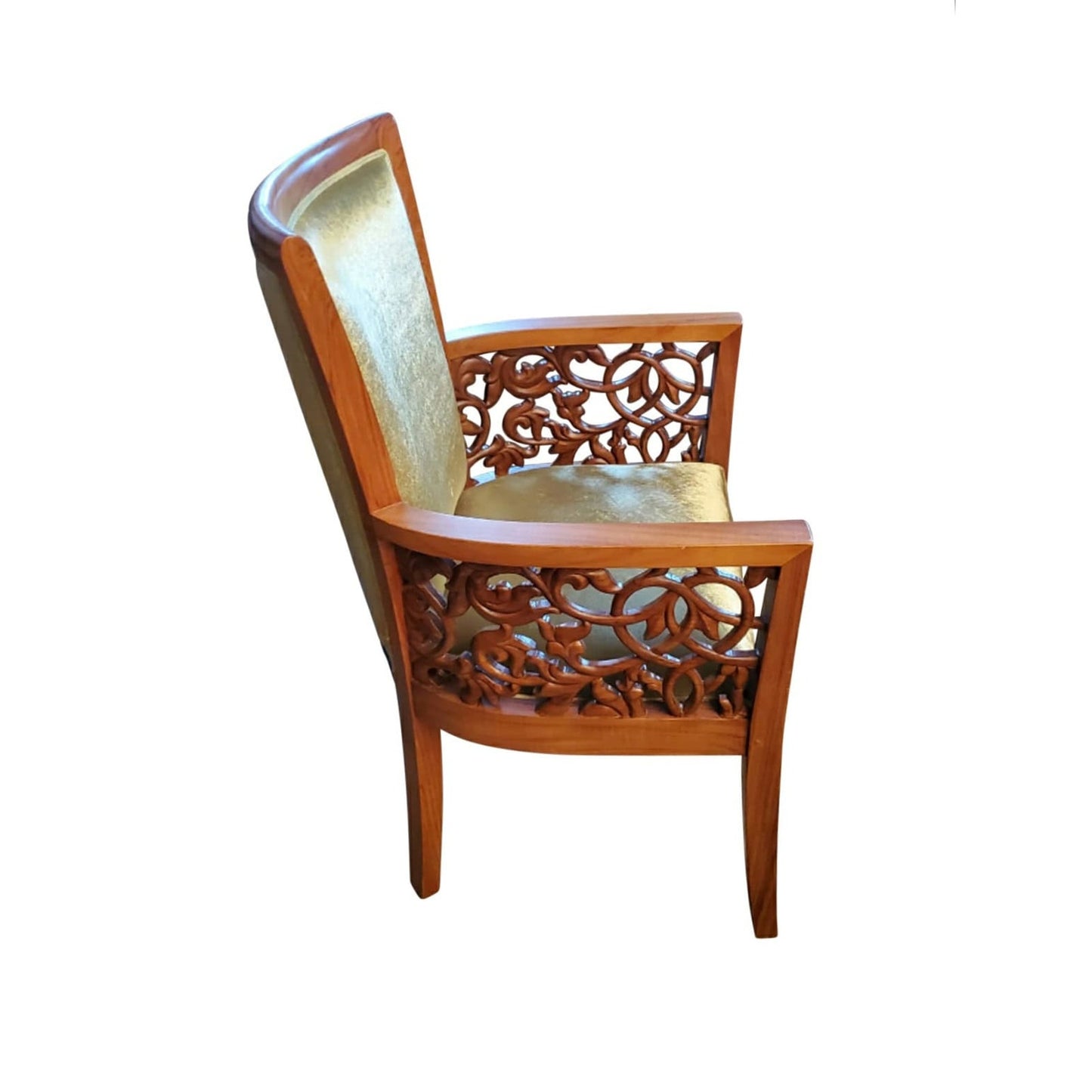 Incredible teakwood velvet chairs