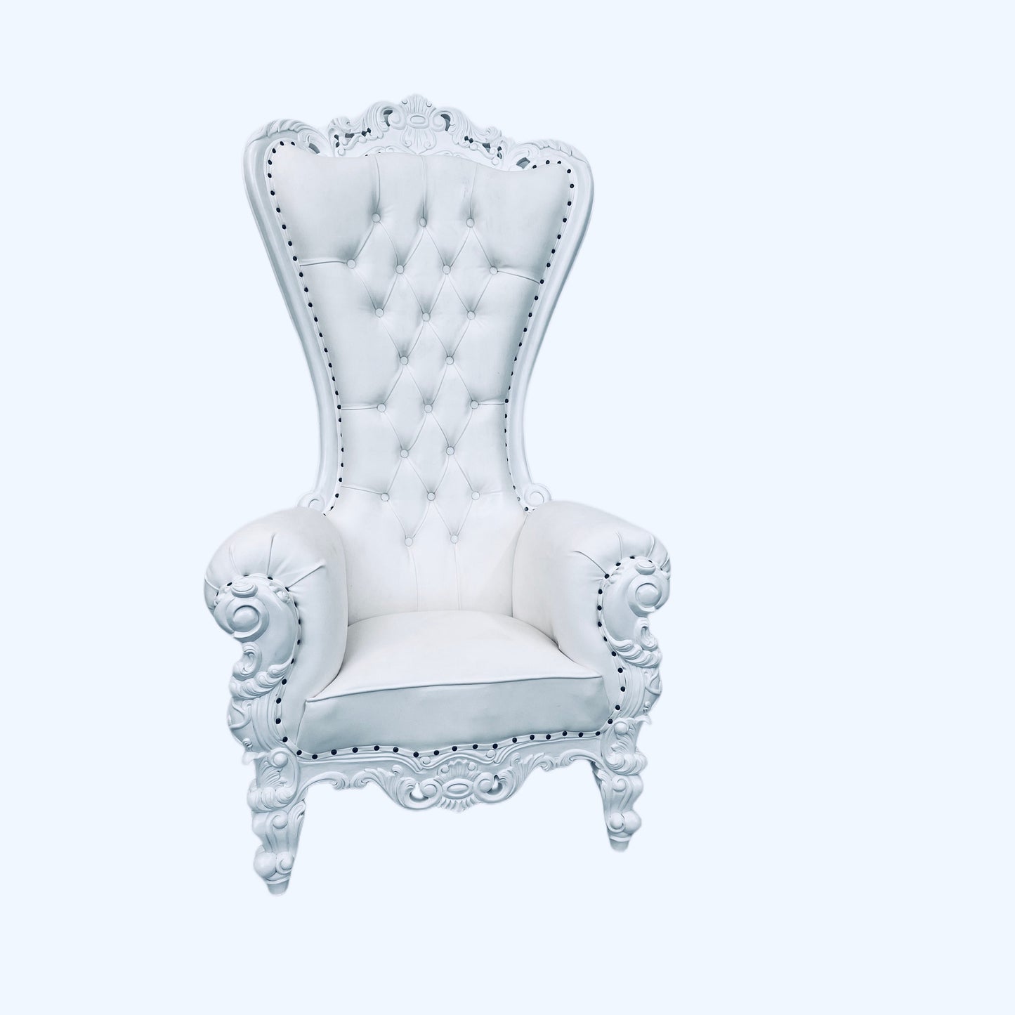 Mahogany Wood Throne Chair High Back Baroque Chair Queen Throne White Leather Wedding Event Party Chair