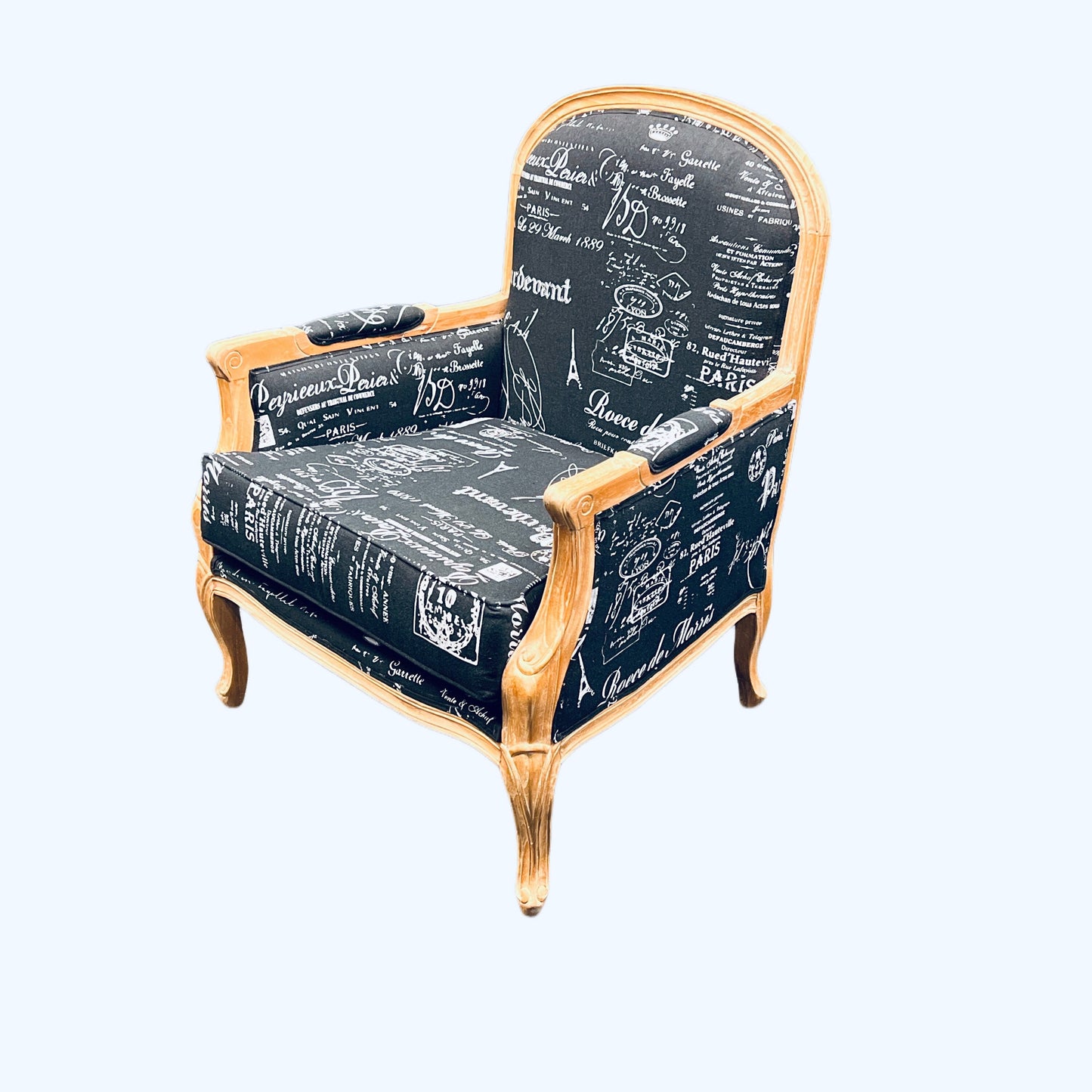 French Arm Chair Made with Solid Mahogany Wood