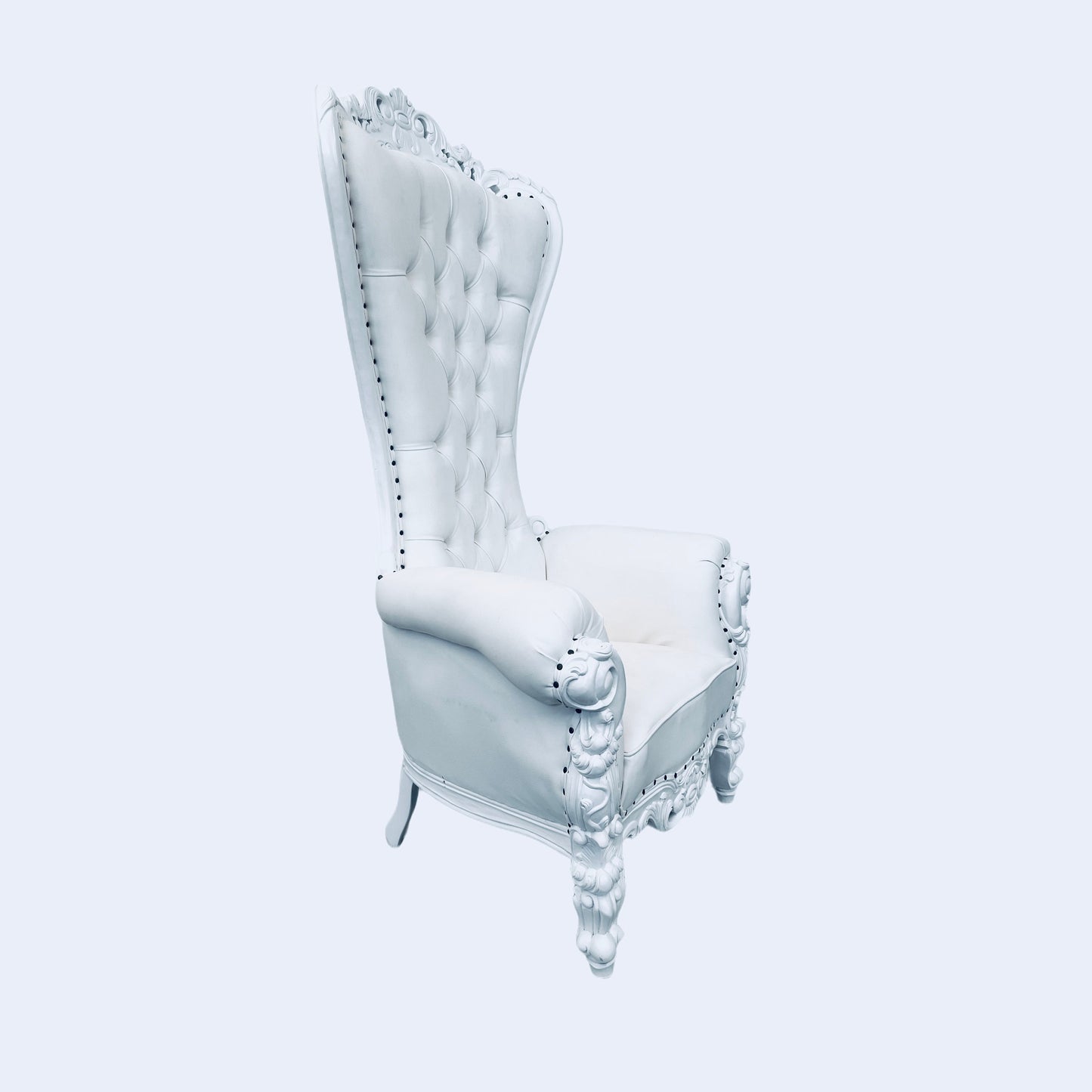 Mahogany Wood Throne Chair High Back Baroque Chair Queen Throne White Leather Wedding Event Party Chair