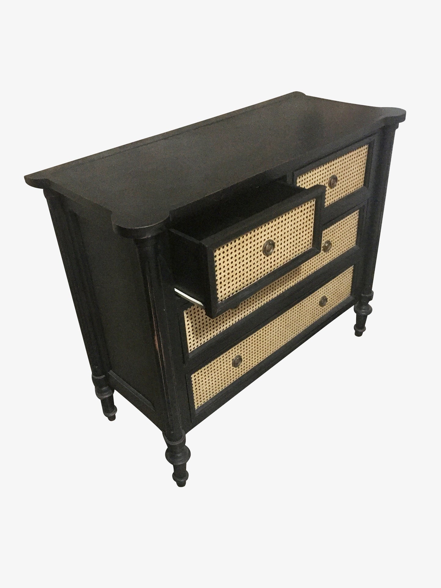 Solid Wood Woven Rattan Dresser Handmade