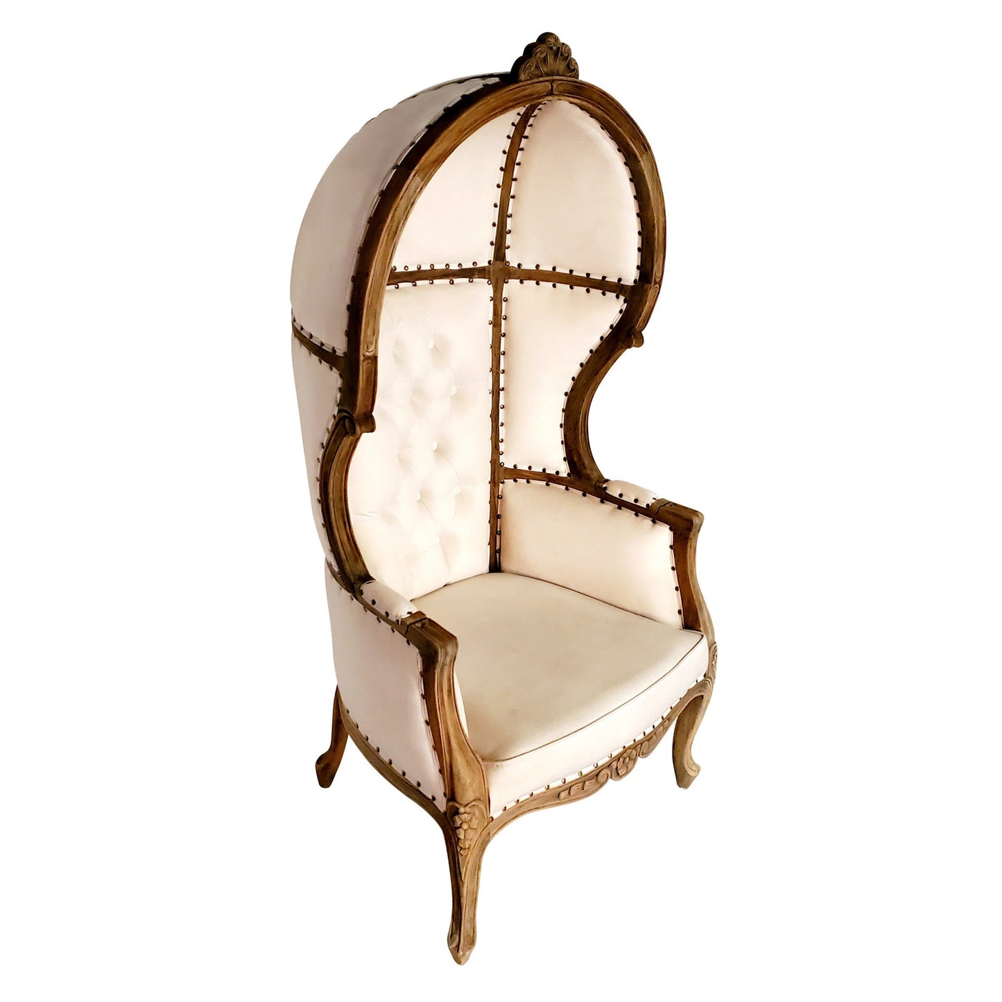 Balloon Chair | Porter Chair | White Velvet Throne | Louis XV Style Tufted Dome Canopy Chair | French Style