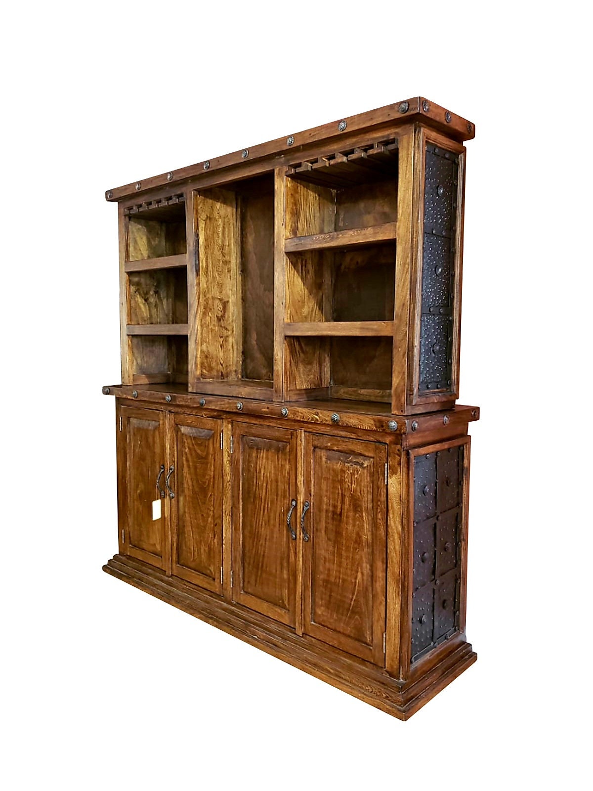 Rustic Old West Mesquite Wood Bar Cabinet Rustic Metal Spanish Style