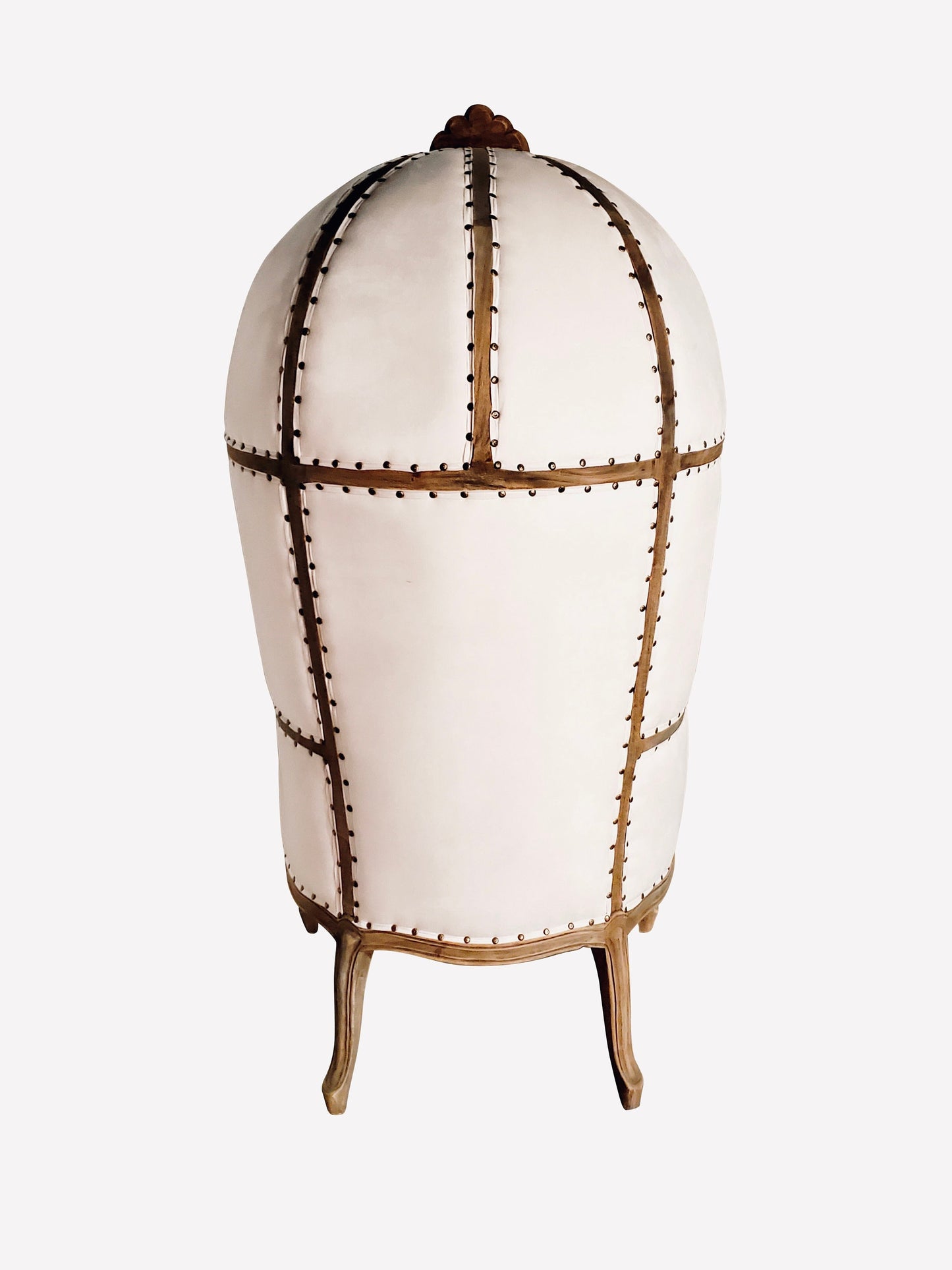Balloon Chair | Porter Chair | Throne | Louis XV Style Tufted Dome Canopy Chair | White Linen | French Inspired Design