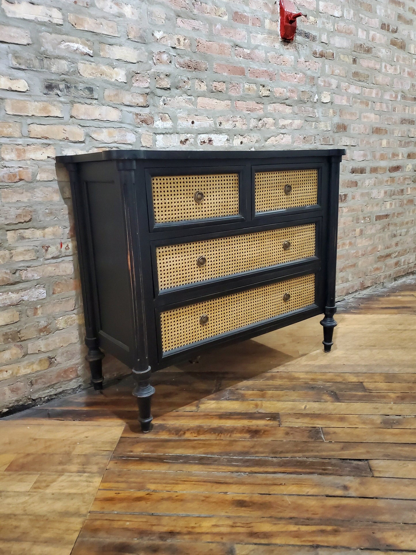 Solid Wood Woven Rattan Dresser Handmade