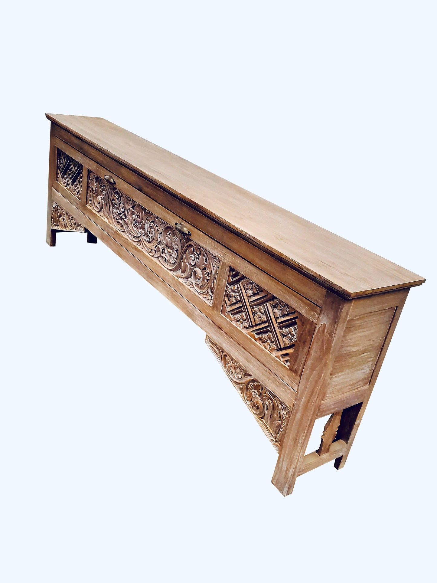 Handcrafted Teak Arch console table, Reclaimed Console Table, Carved Wood Media Stand, Architectural archway console