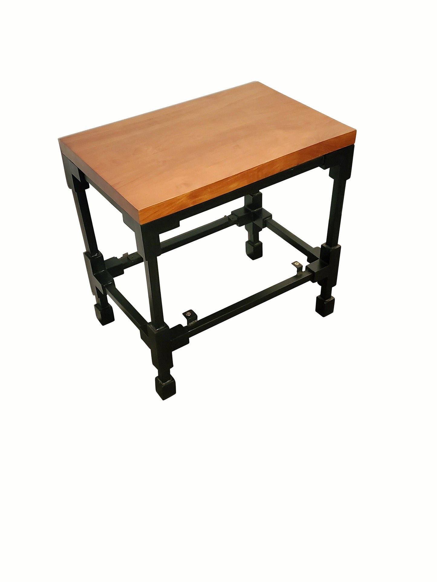 Industrial Teakwood Metal Accent Coffee Table End Table