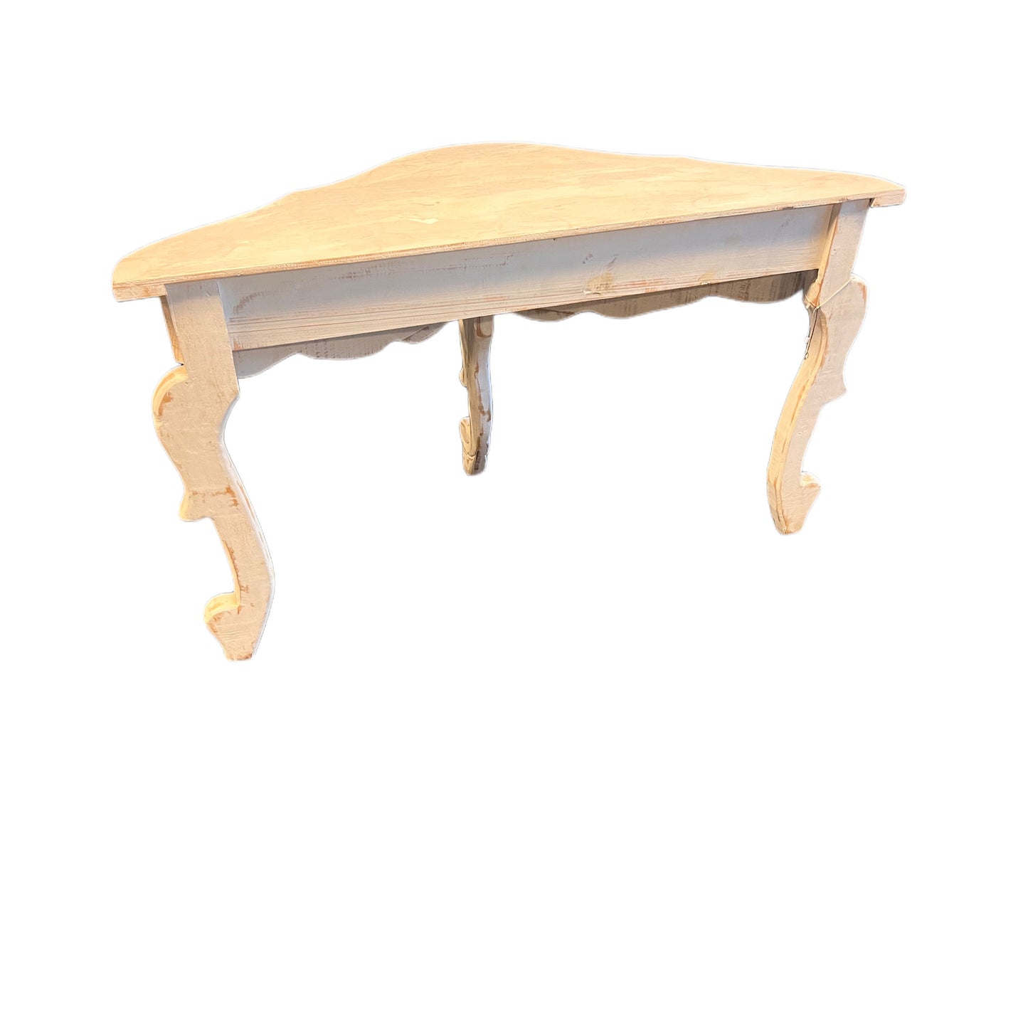 Solid wood white-washed handcrafted rustic modern farmhouse console entrance table