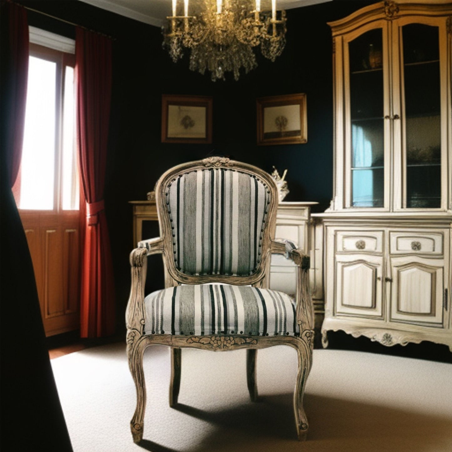 Cedar Wood Living Room French Arm Chair Farmhouse