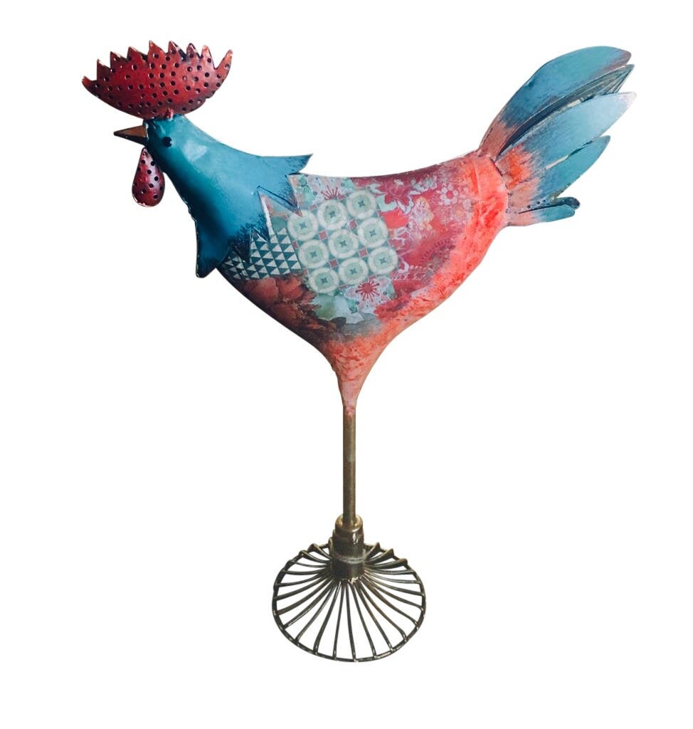 Farmhouse Metal Hand-painted Rooster