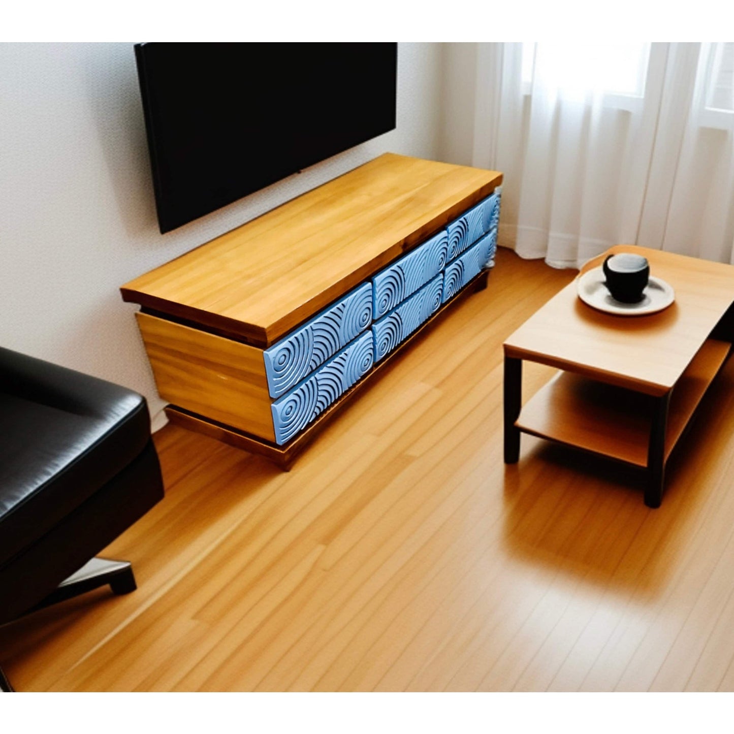 Mid-century Modern Teakwood Handmade Buffet Sideboard Credenza Entertainment TV Center