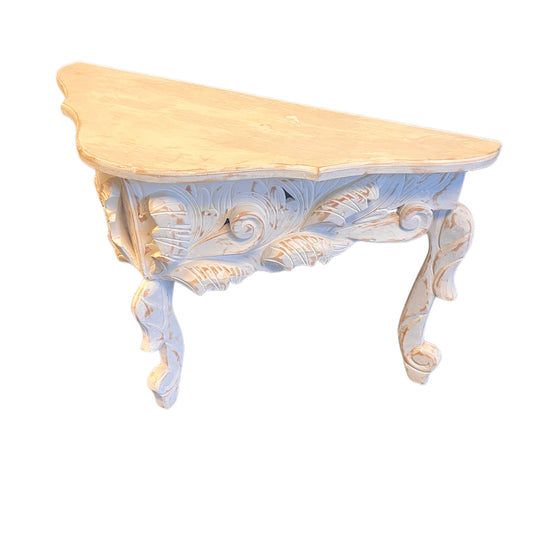 Solid wood white-washed handcrafted rustic modern farmhouse console entrance table