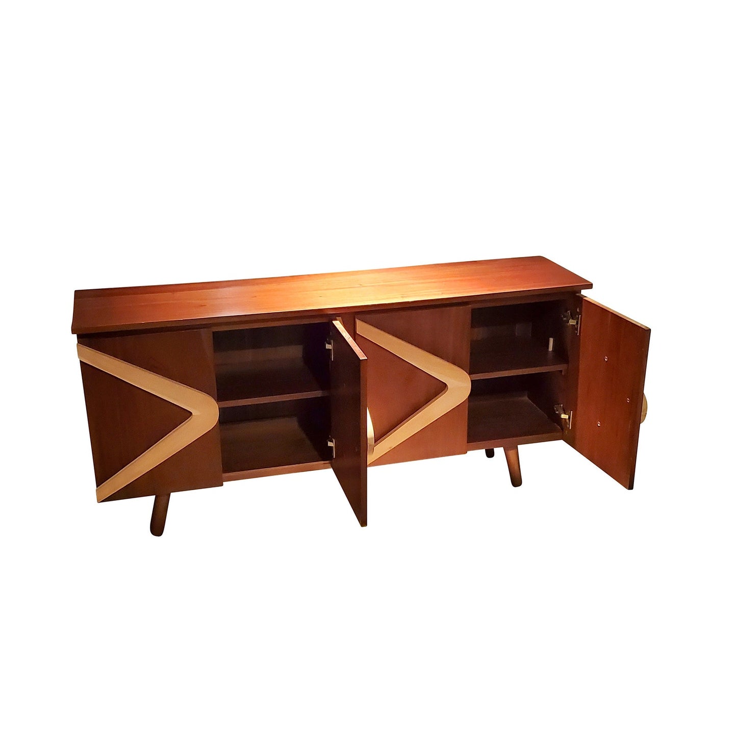 Boomerang Sideboard MCM Handmade Solid Wood Media Console Mid Century Modern Media Console TV Stand Credenza Media Table