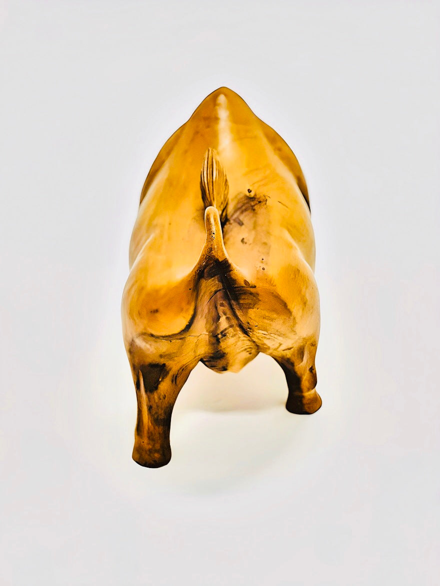 Handmade large wooden bull