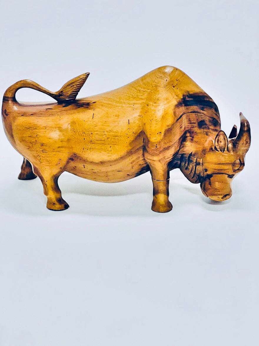 Handmade large wooden bull