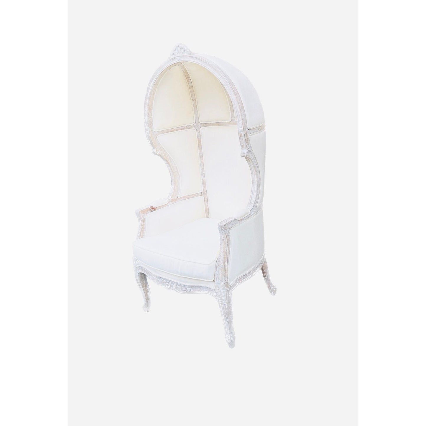 Balloon Chair | Porter Chair | Throne |Louis XV Style Dome Canopy Chair | White Linen White-wash Trim