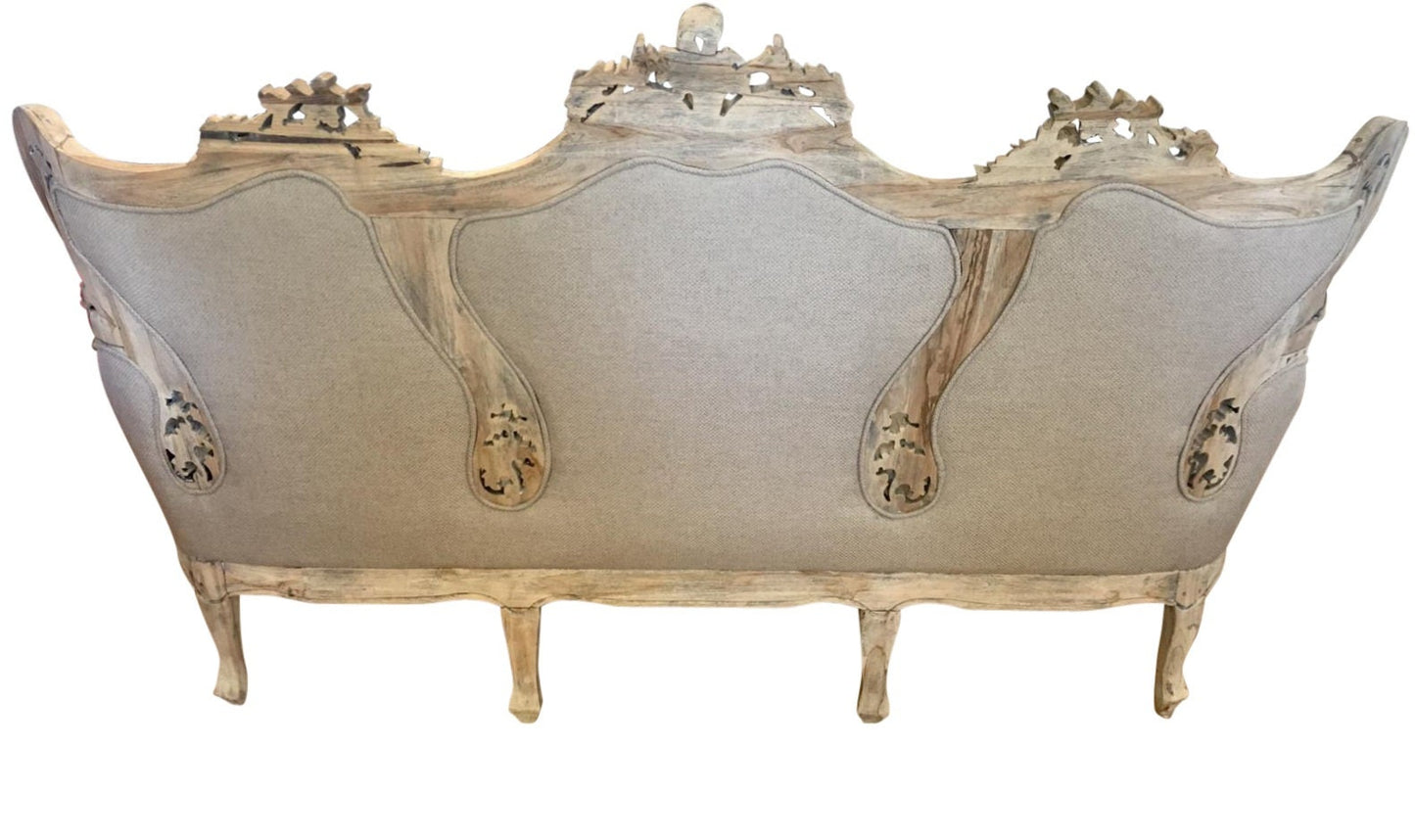 White Cedar Wood Hand-carved Ornate Sofa