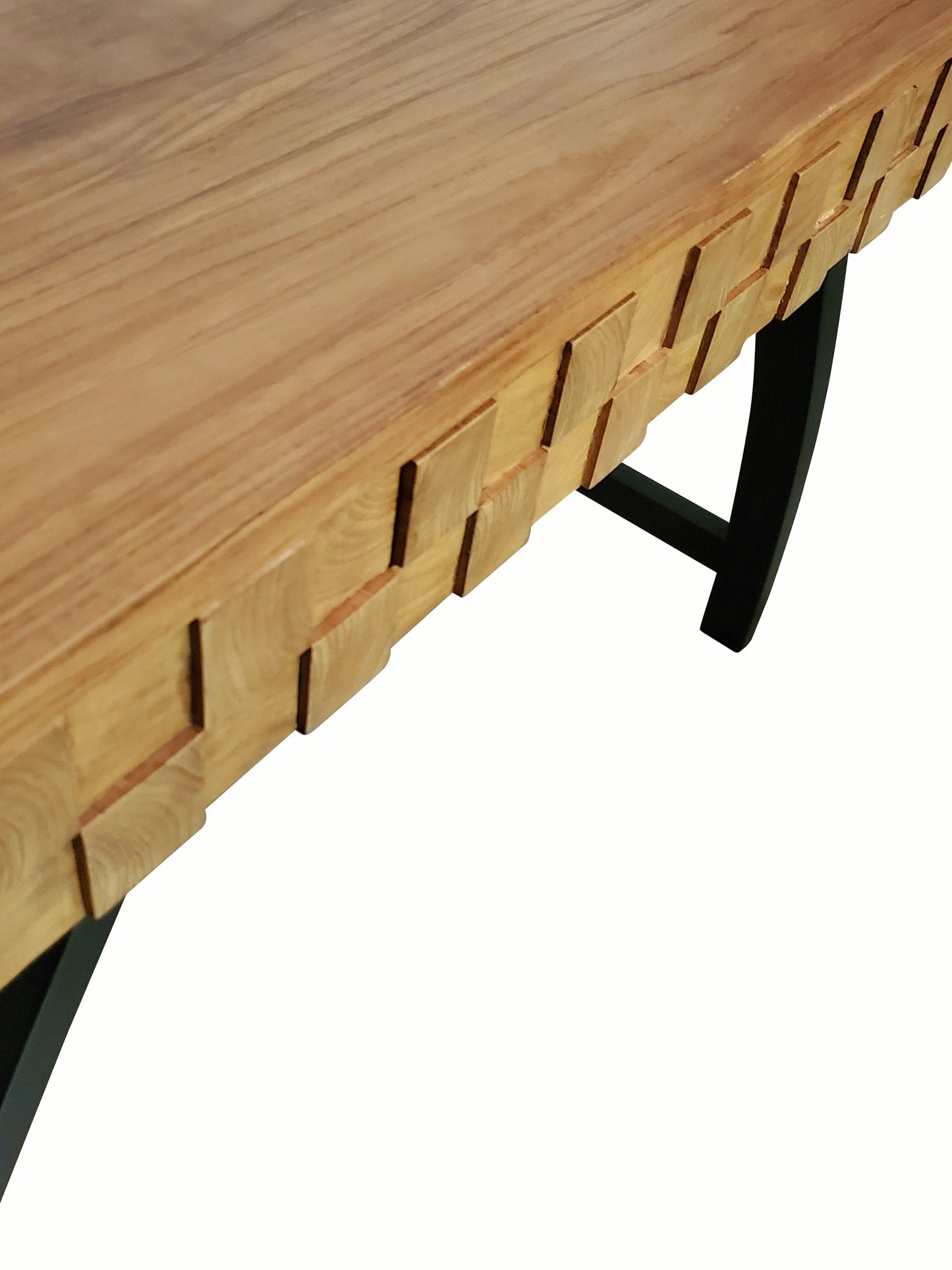 Mid-century Modern Teakwood Square Wooden Blocks Console Table