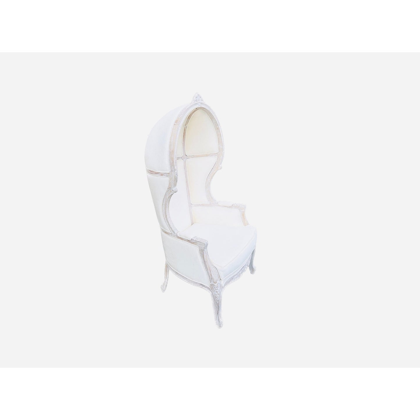 Balloon Chair | Porter Chair | Throne |Louis XV Style Dome Canopy Chair | White Linen White-wash Trim