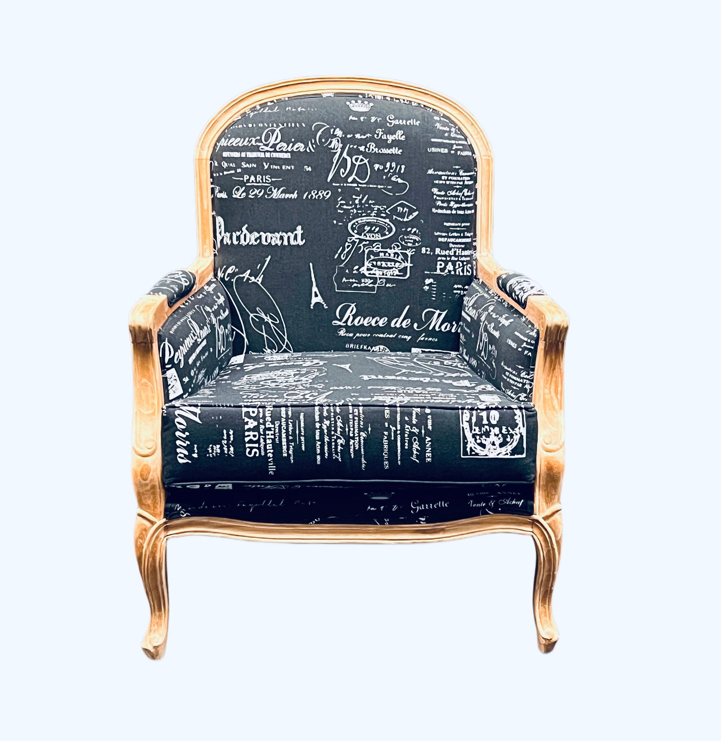 French Arm Chair Made with Solid Mahogany Wood