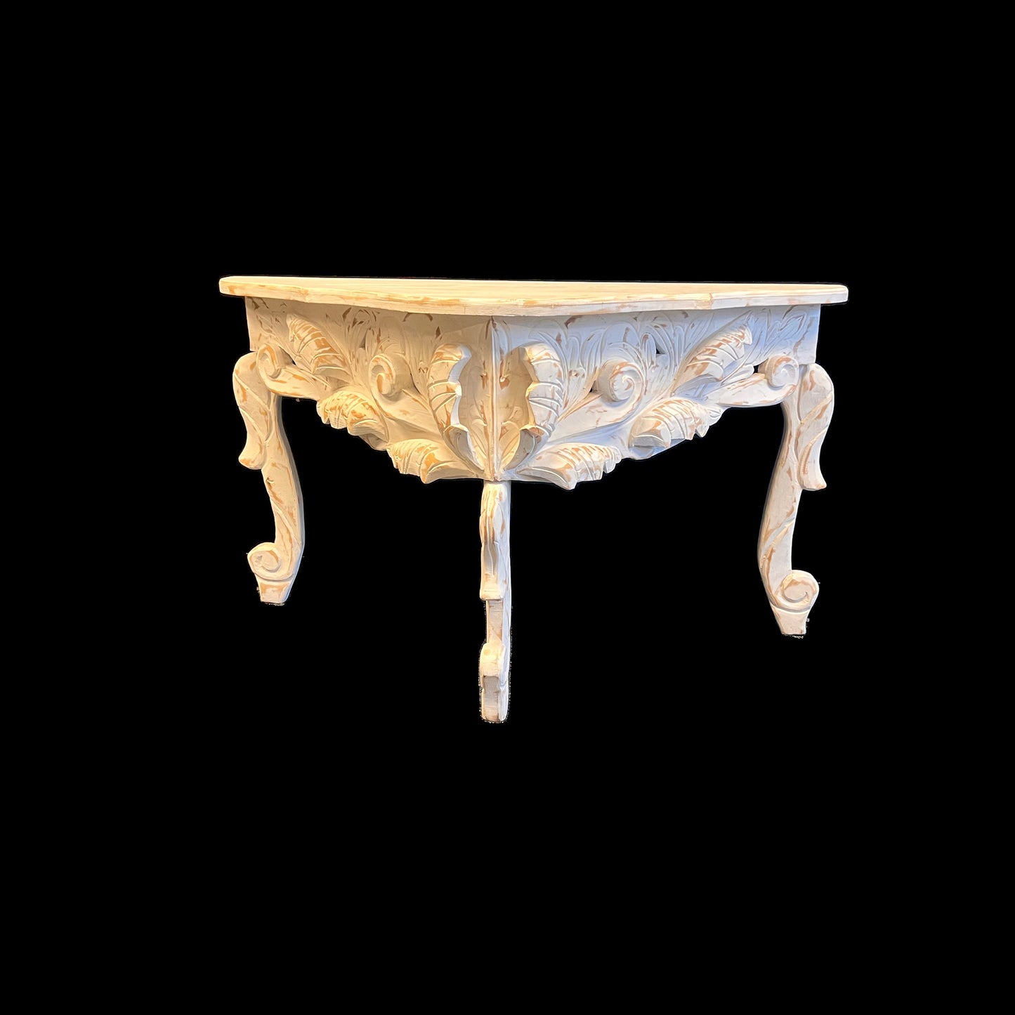 Solid wood white-washed handcrafted rustic modern farmhouse console entrance table