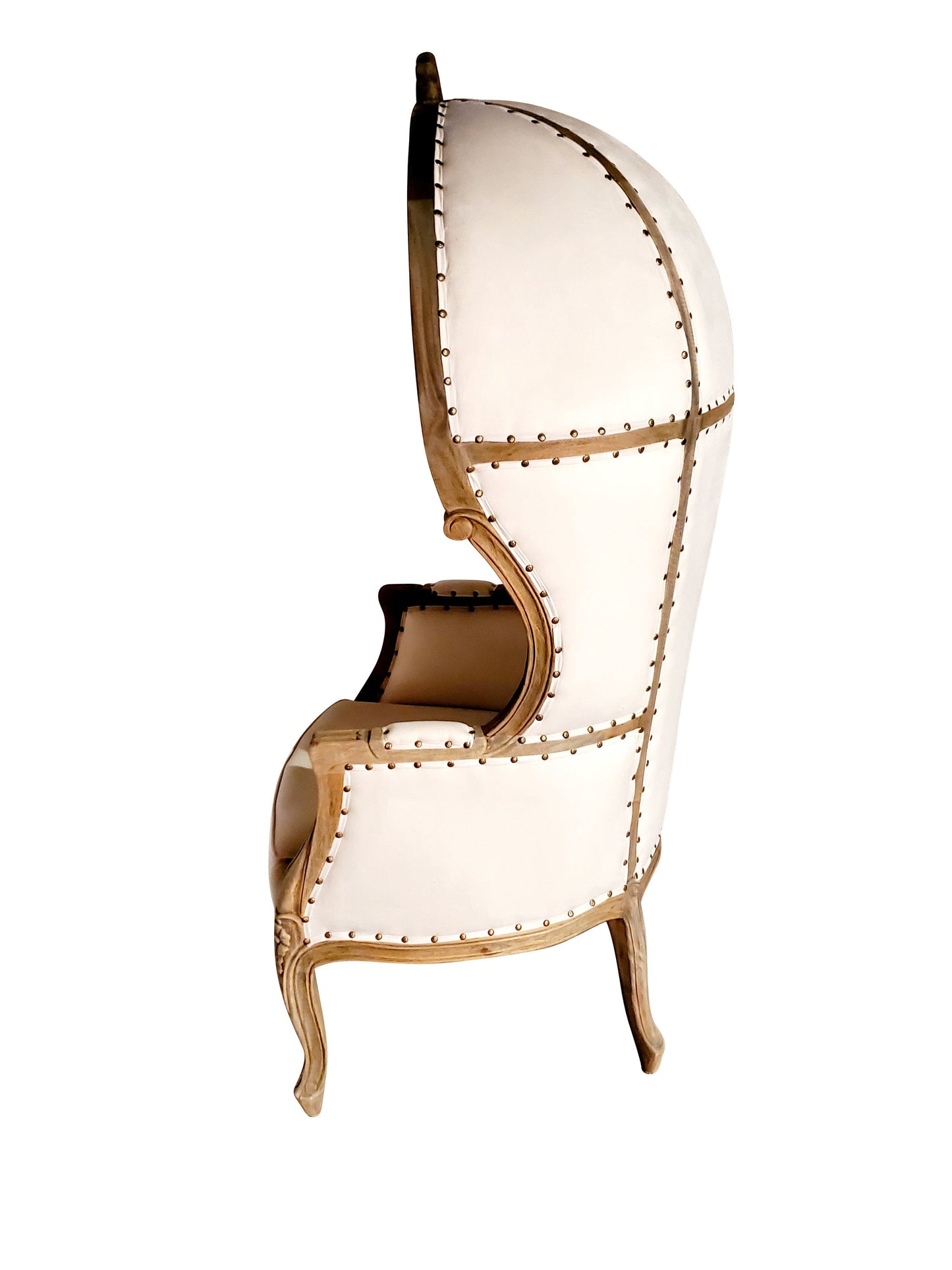 Balloon Chair | Porter Chair | Throne | Louis XV Style Tufted Dome Canopy Chair | White Linen | French Inspired Design