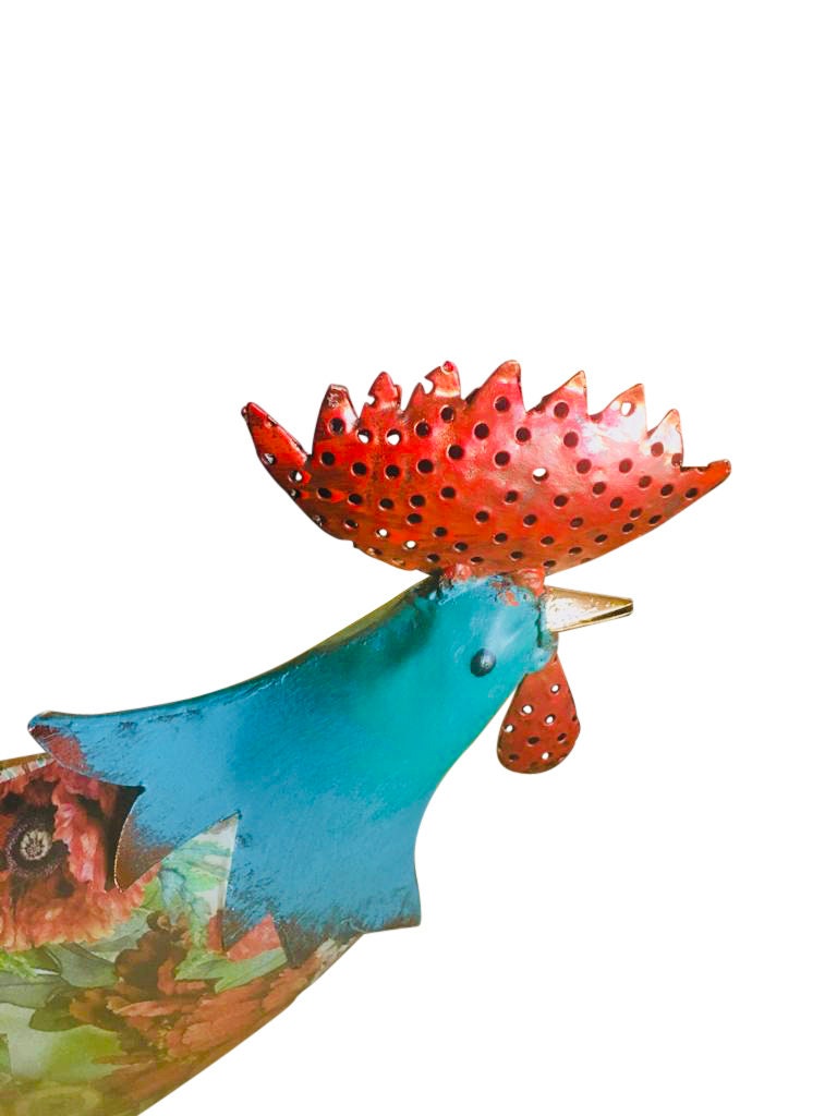 Farmhouse Metal Hand-painted Rooster