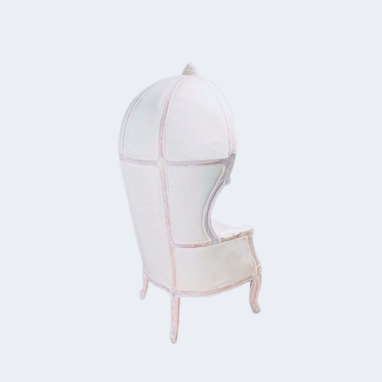 Balloon Chair | Porter Chair | Throne |Louis XV Style Dome Canopy Chair | White Linen White-wash Trim