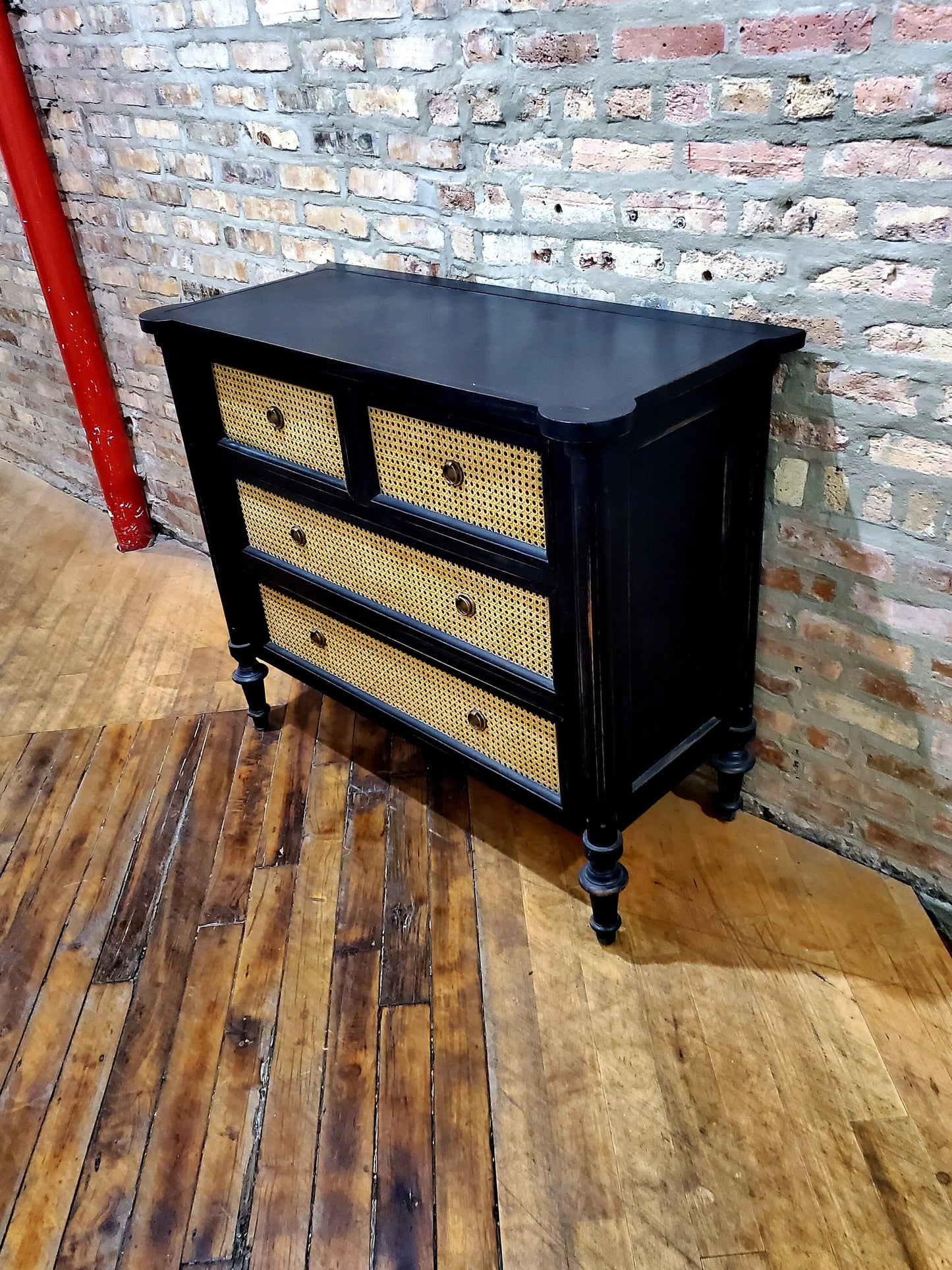 Solid Wood Woven Rattan Dresser Handmade