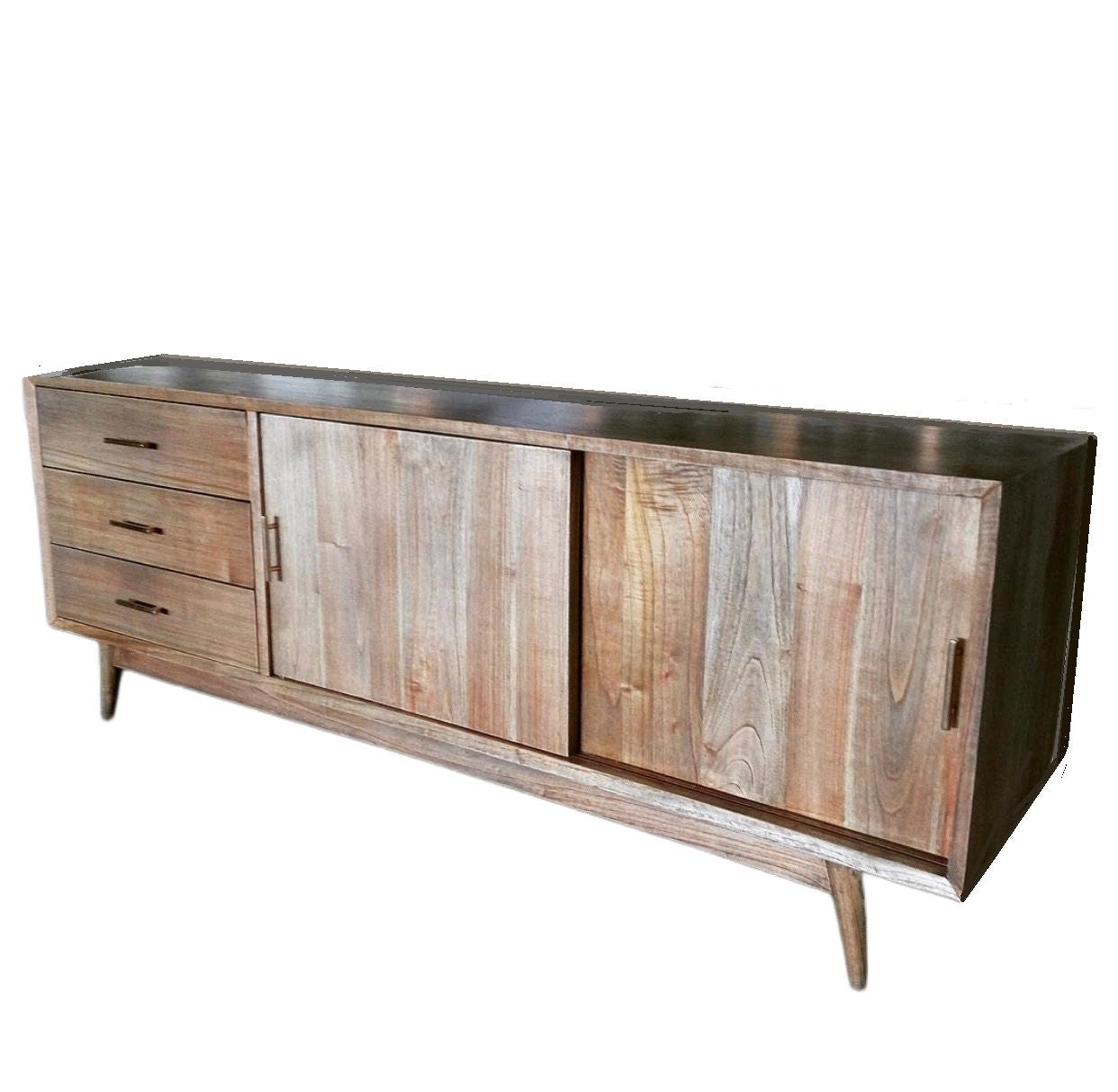 Mid-Century Modern Credenza, Modern Solid Wood sideboard, Buffet Dresser with Doors Mid, Media Console, TV Stand