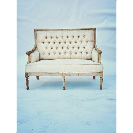 Hand-tufted Solid Wood French Settee