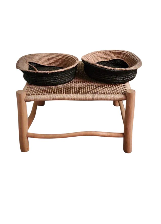 Handmade Woven Rope Bamboo Wood Centre Coffee Table