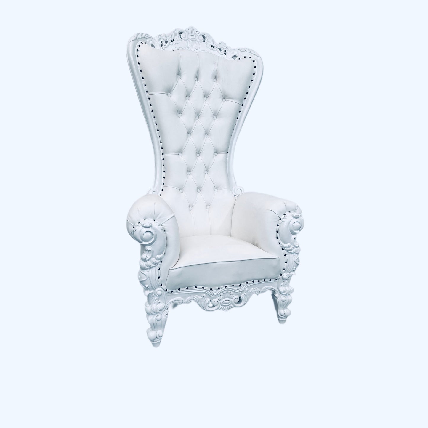 Mahogany Wood Throne Chair High Back Baroque Chair Queen Throne White Leather Wedding Event Party Chair