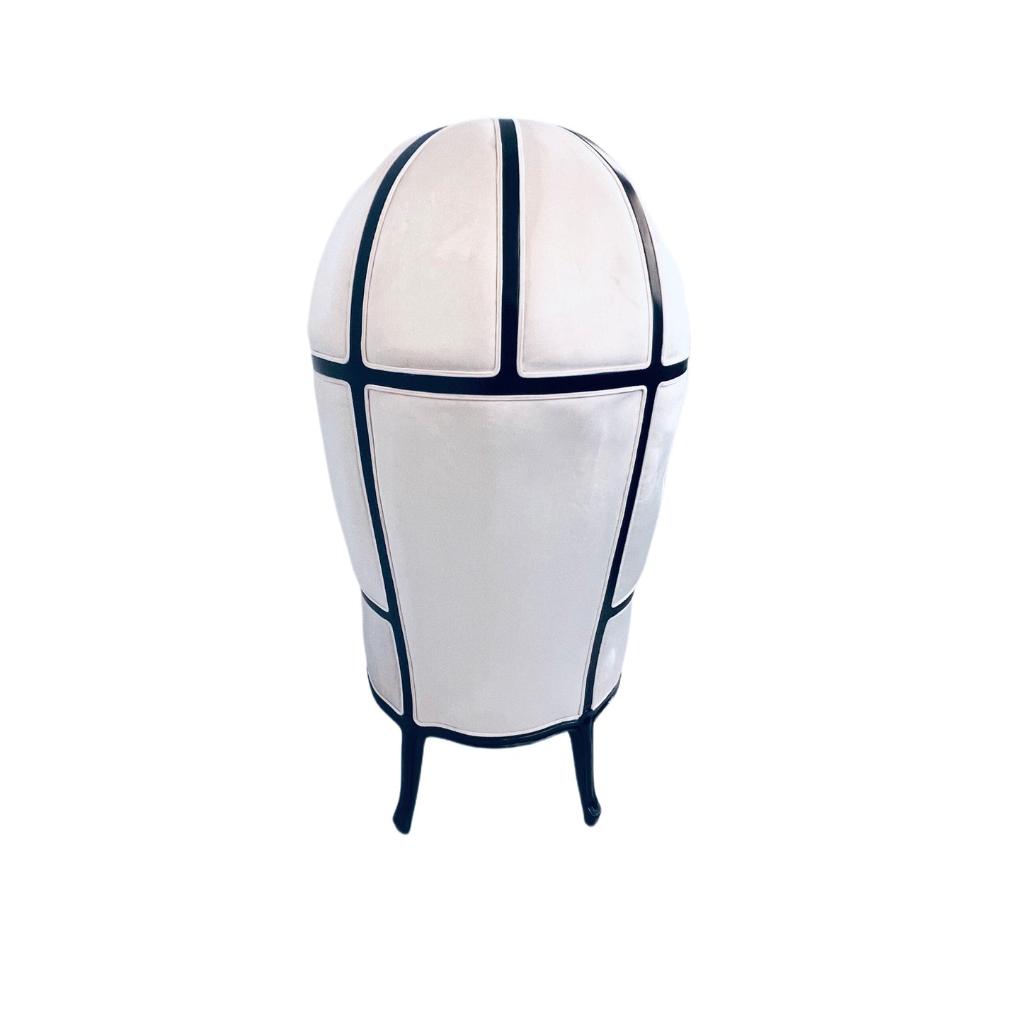 Balloon Chair | Porter Chair | White Velvet Black Trim Throne | Louis XV Style Dome Canopy Chair | French Inspired Design