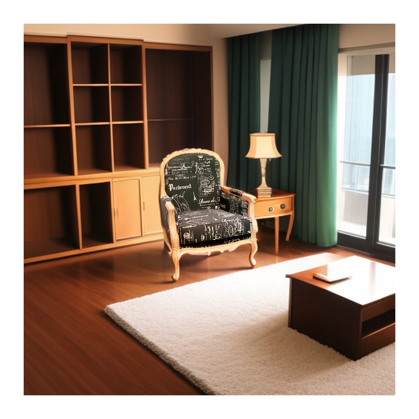 French Arm Chair Made with Solid Mahogany Wood