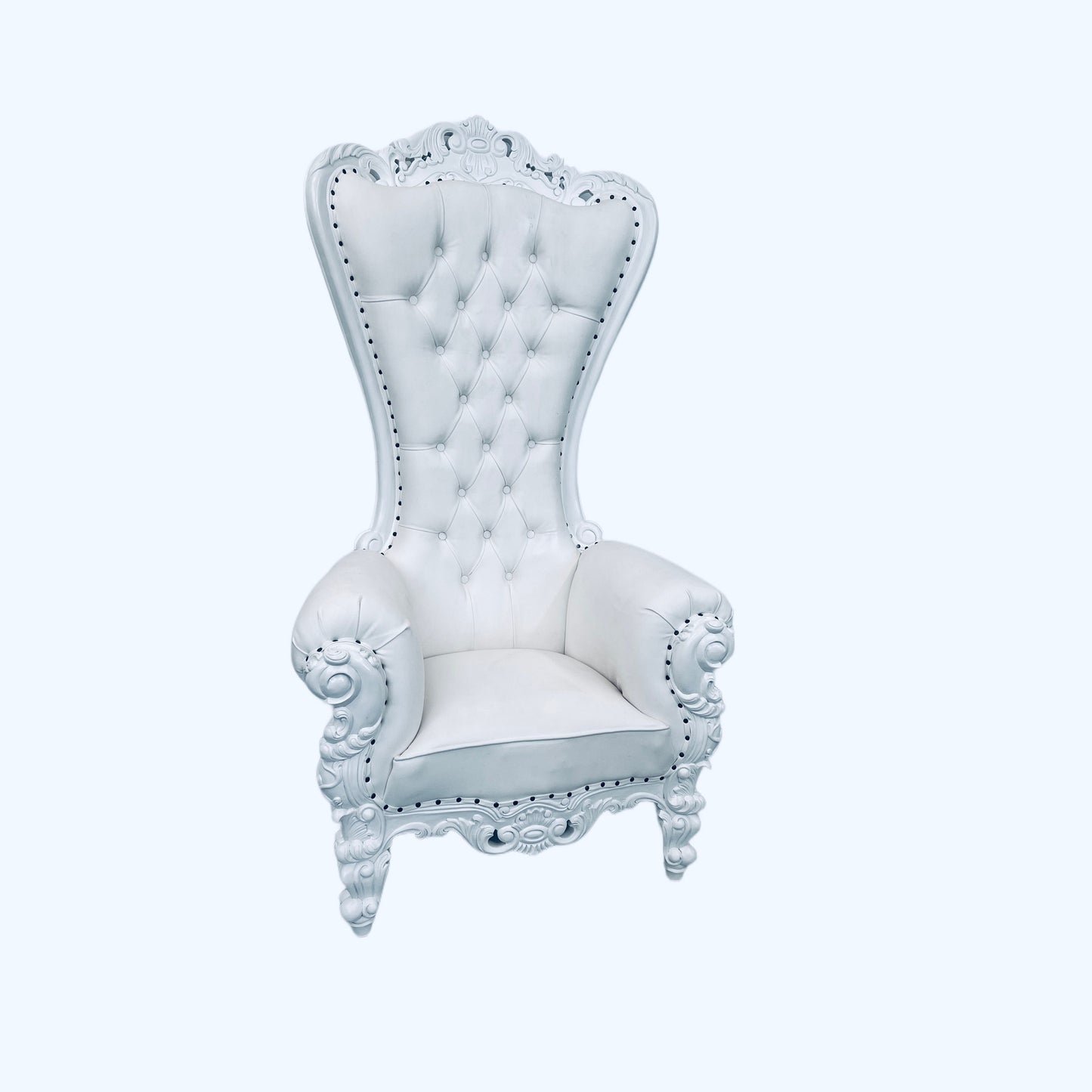 Mahogany Wood Throne Chair High Back Baroque Chair Queen Throne White Leather Wedding Event Party Chair