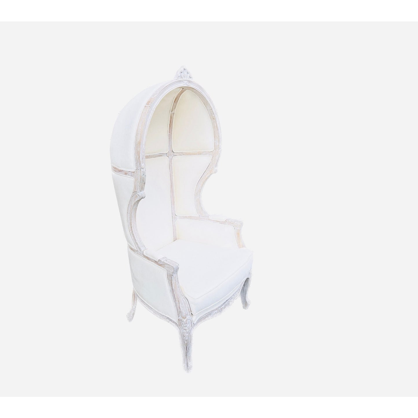 Balloon Chair | Porter Chair | Throne |Louis XV Style Dome Canopy Chair | White Linen White-wash Trim