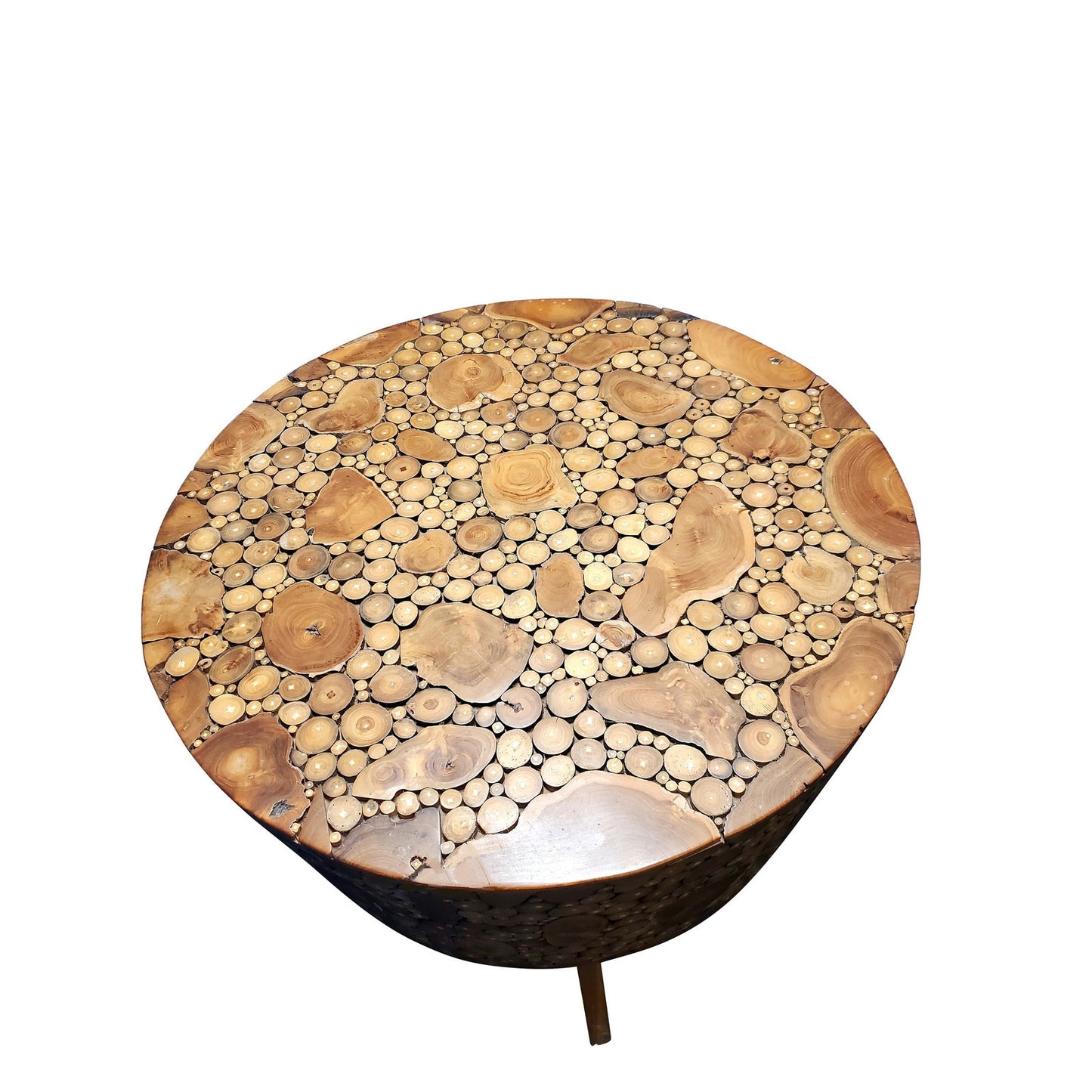 Teakwood Wood Chip Driftwood Inlay Coffee Table Center Table