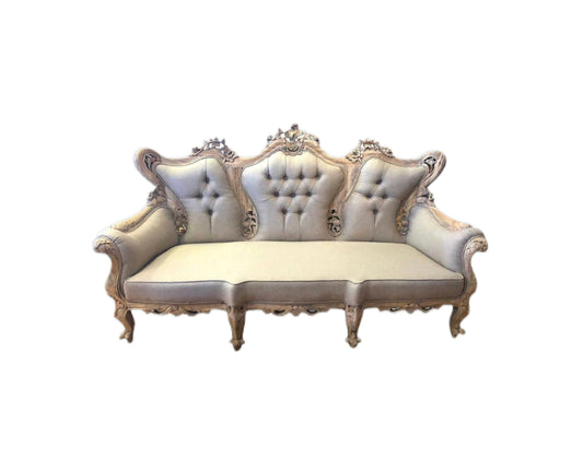White Cedar Wood Hand-carved Ornate Sofa