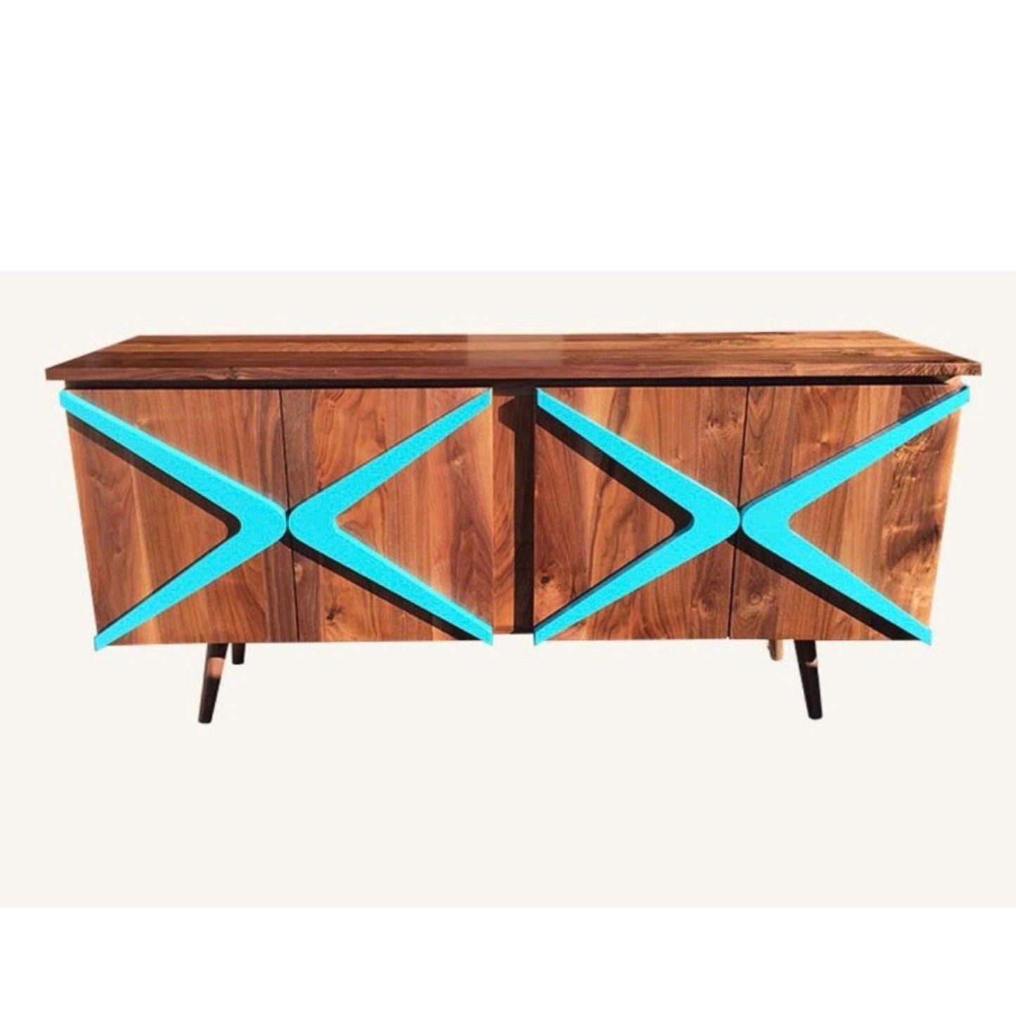 Boomerang Sideboard MCM Handmade Solid Wood Media Console Mid Century Modern Media Console TV Stand Credenza Media Table